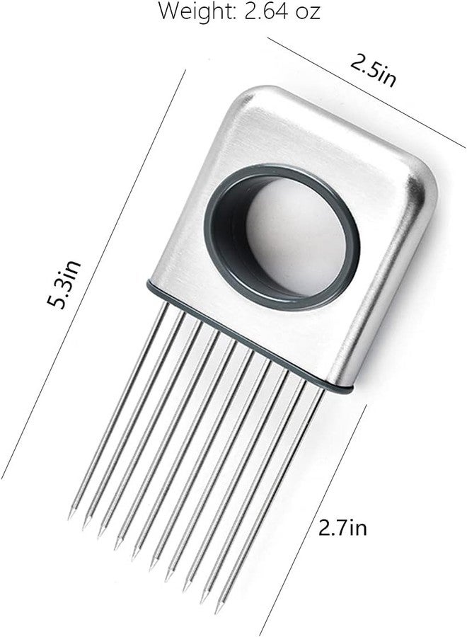 Trifecta Onion Holder Slicer, Airlxf Stainless Steel Fork Slicing Tomato Cutter Onion Peeler Odor Eliminator Vegetable Potato Cutter Slicer Gadget Multipurpose Meat Tenderizers - Image 4